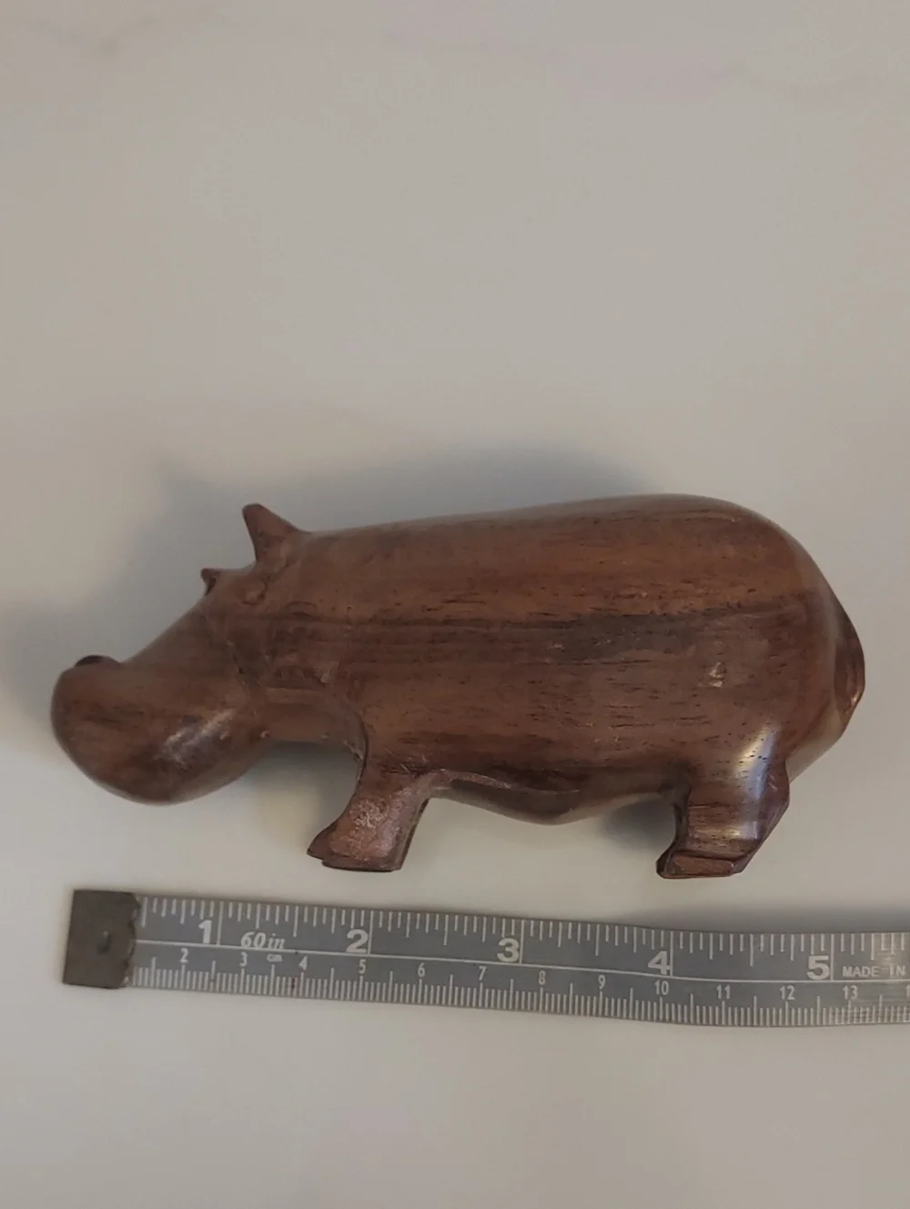 Hippo Figurine Carved Wood 5